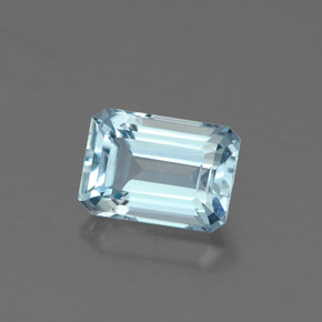 Água-marinha azul natural 0,96ct, corte esmeralda, VVS