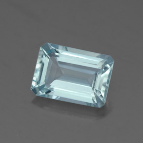 Água-marinha azul natural 1,51ct, corte esmeralda, VVS