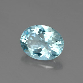 Água-marinha azul natural 1,68ct, corte oval, VVS