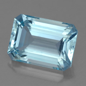 Água-marinha azul natural 4,30ct, corte esmeralda, VVS-VS