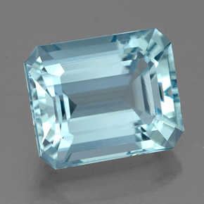 Água-marinha azul claro natural 4,12ct, corte esmeralda, IF