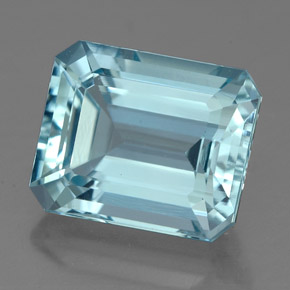 Água-marinha azul claro natural 4,12ct, corte esmeralda, IF