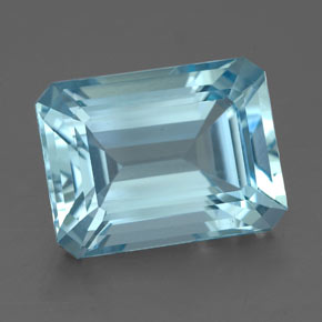 Água-marinha azul natural 4,00ct, corte esmeralda, VVS