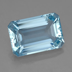 Água-marinha azul natural 4,25ct, corte esmeralda, VVS-VS