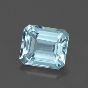 Água-marinha azul natural 1,64ct, corte esmeralda, VVS