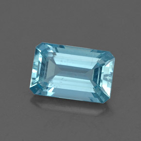 Água-marinha azul natural 1,30ct, corte esmeralda, VS-SI
