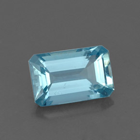 Água-marinha azul natural 1,30ct, corte esmeralda, VS-SI
