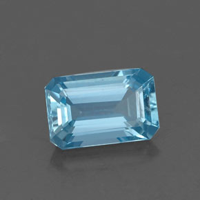 Água-marinha azul natural 1,17ct, corte esmeralda, VVS