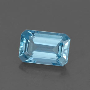 Água-marinha azul natural 1,17ct, corte esmeralda, VVS
