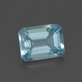 Água-marinha azul natural 1,26ct, corte esmeralda, VS