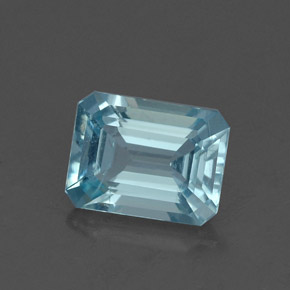 Água-marinha azul natural 1,26ct, corte esmeralda, VS
