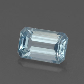 Água-marinha azul natural 1,35ct, corte esmeralda, VVS