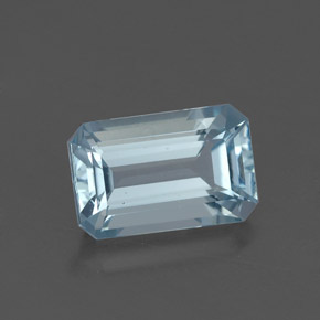 Água-marinha azul natural 1,35ct, corte esmeralda, VVS