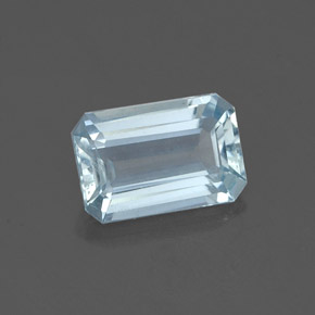 Água-marinha azul natural 0,84ct, corte esmeralda, VVS