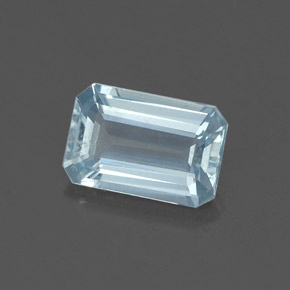 Água-marinha azul natural 0,84ct, corte esmeralda, VVS