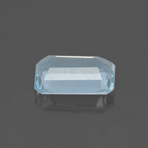 Água-marinha azul natural 0,84ct, corte esmeralda, VVS