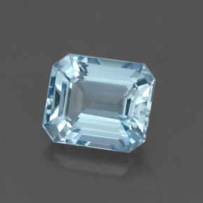 Água-marinha azul natural 1,23ct, corte esmeralda, VVS