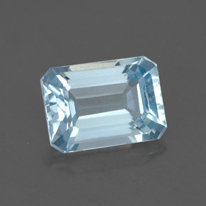 água-marinha Azul claro Natural 1.26ct, Corte Esmeralda, VVS
