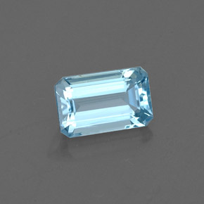 Água-marinha azul natural 0,82ct, corte esmeralda, VVS-VS