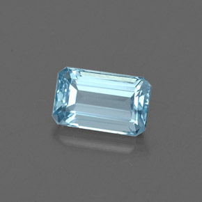 Água-marinha azul natural 0,82ct, corte esmeralda, VVS-VS