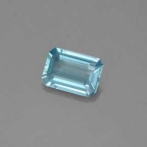 Água-marinha azul natural 0,64ct, corte esmeralda, VS-SI