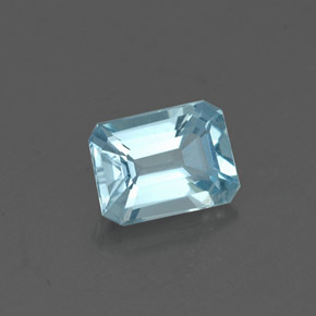 Água-marinha azul natural 0,48ct, corte esmeralda, VVS-VS