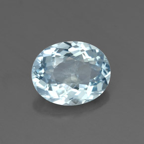 Água-marinha azul natural 1,55ct, corte oval, VS-SI