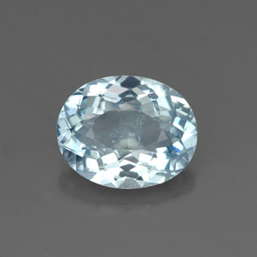 Água-marinha azul natural 1,55ct, corte oval, VS-SI