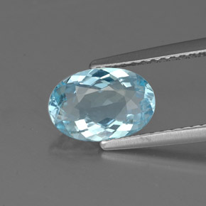 água-marinha Azul claro Natural 1.36ct, Corte Oval, VVS-VS