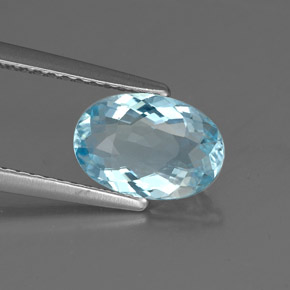 água-marinha Azul claro Natural 1.36ct, Corte Oval, VVS-VS