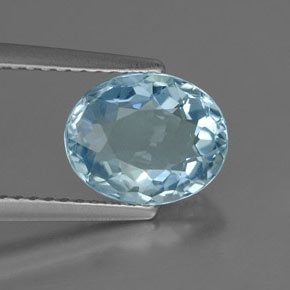 Água-marinha azul natural 1,74ct, corte oval, IF
