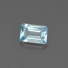 Água-marinha azul natural 0,54ct, corte esmeralda, VVS-VS