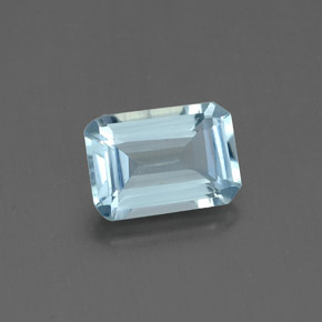 Água-marinha azul natural 0,84ct, corte esmeralda, VS