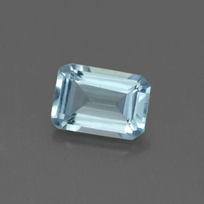 Água-marinha azul natural 0,84ct, corte esmeralda, VS