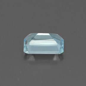 Água-marinha azul natural 0,84ct, corte esmeralda, VS
