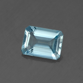Água-marinha azul natural 1,13ct, corte esmeralda, VS