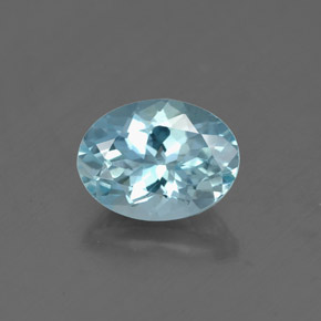 Água-marinha azul natural 1,25ct, corte oval, VS-SI