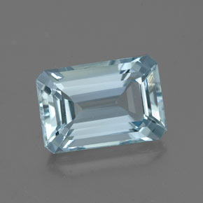 Água-marinha azul natural 2,13ct, corte esmeralda, VVS