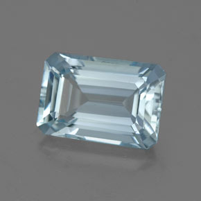 Água-marinha azul natural 2,13ct, corte esmeralda, VVS