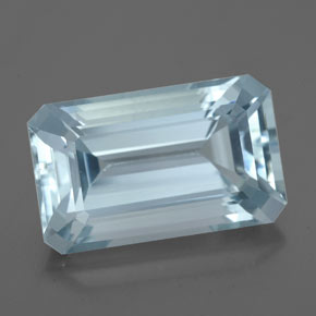 Água-marinha azul natural 5,33ct, corte esmeralda, VS