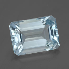 Água-marinha azul natural 4,37ct, corte esmeralda, VS