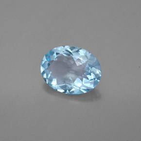 Água-marinha azul natural 1,37ct, corte oval, VS