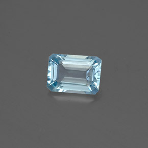 Água-marinha azul natural 0,80ct, corte esmeralda, SI