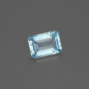 Água-marinha azul natural 0,80ct, corte esmeralda, SI