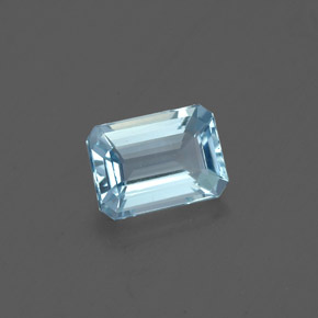 Água-marinha azul natural 0,76ct, corte esmeralda, VVS