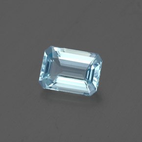 Água-marinha azul natural 0,76ct, corte esmeralda, VVS