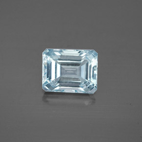 Água-marinha azul natural 2,57ct, corte esmeralda, VS