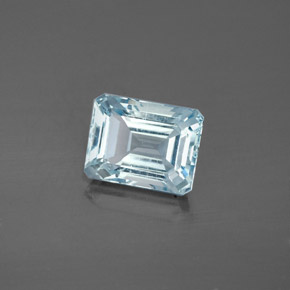 Água-marinha azul natural 2,57ct, corte esmeralda, VS