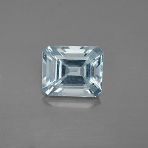 Água-marinha azul natural 2,00ct, corte esmeralda, VS