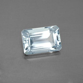 Água-marinha azul natural 2,47ct, corte esmeralda, VVS-VS